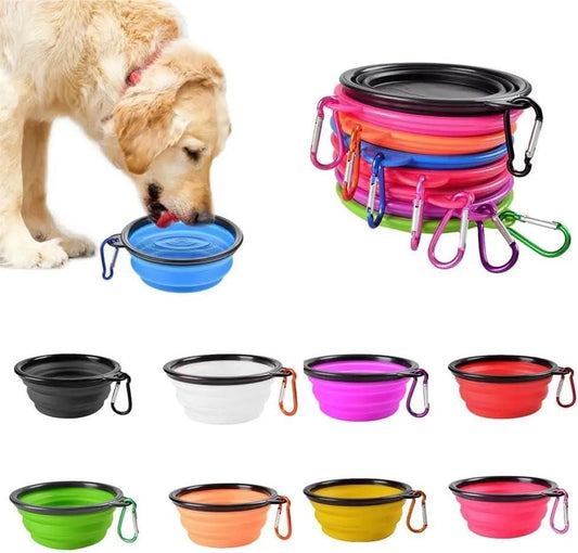 Paw N Pet Collapsible Silicone Dog Bowl (200 ML) Foldable Expandable Cup Dish for Pet Cat Food Water Feeding, Portable Travel Bowl with a Free Hook - Color May Vary
