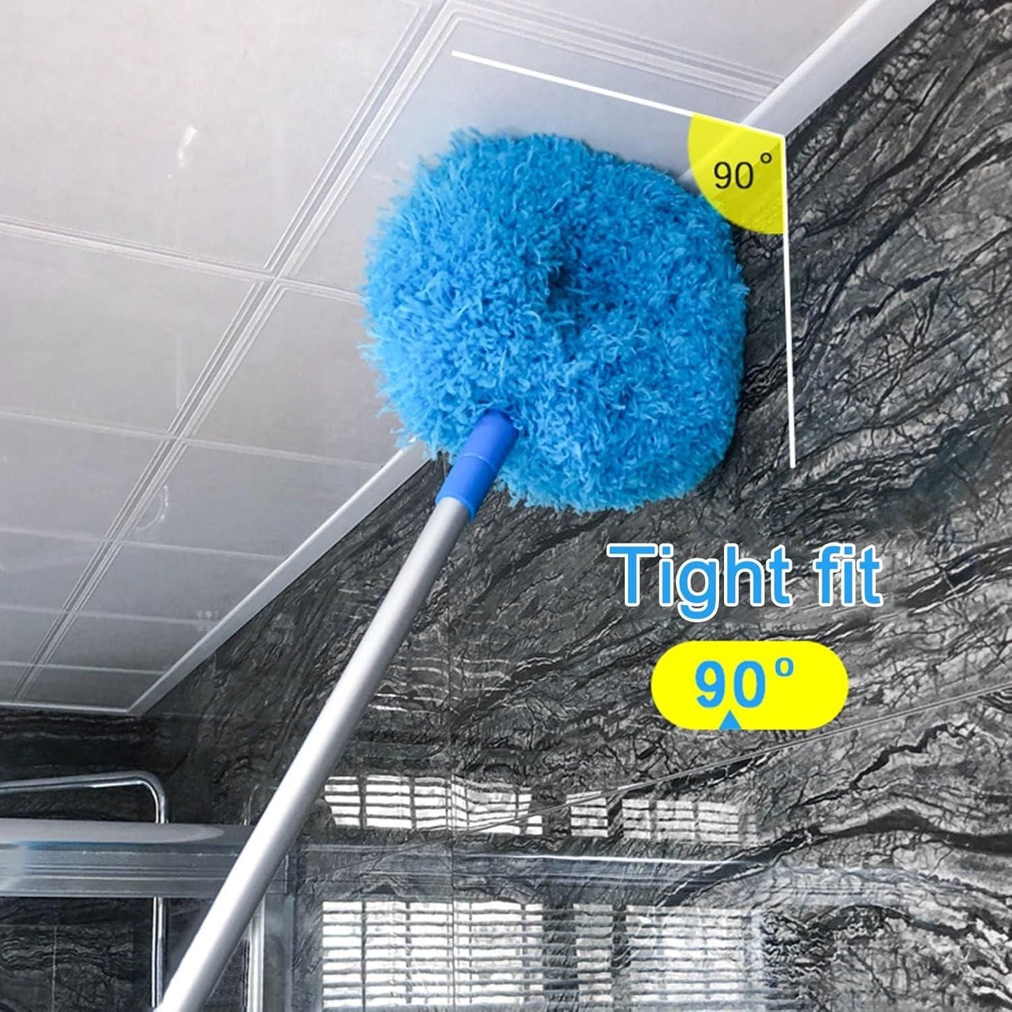 Fan Cleaner Brush with Long Rod Microfiber Feather Duster Extension Pole Adjusts Washable Duster for Fans Ceiling, Window Blinds, Furniture