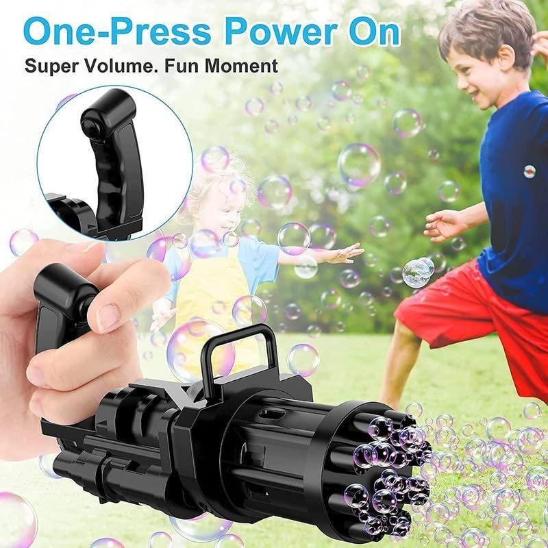 Bubble Gun Machine Bubble Maker, 8-Hole Bubble Blower Automatic Bubble Machine Electric Bubble Soap Water Toys for Boys Girls Plastic Machine Gun Toy for Kids