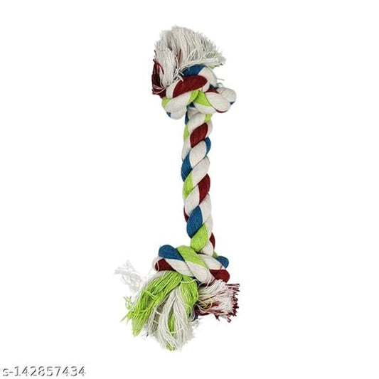 Pet care Multi-Color Double Knot Rope Toy/Dog chew Toy for Aggressive chewers/Cotton Chewing Rope Toy for Dogs (2 Knot_Small)
